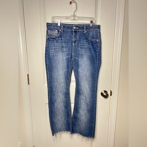 ND WEEKEND bootcut Blue Trimmed jeans Sz 12 Embroidered Back